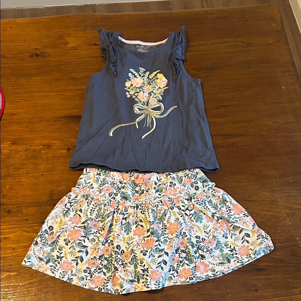 Floral Tank Top and Skort Set